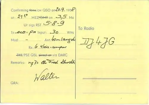 QSL - QTH - Funkkarte - DJ4RL - Rheydt - 1958