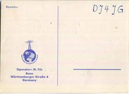 QSL - QTH - Funkkarte - DE13167 - Bonn - 1958