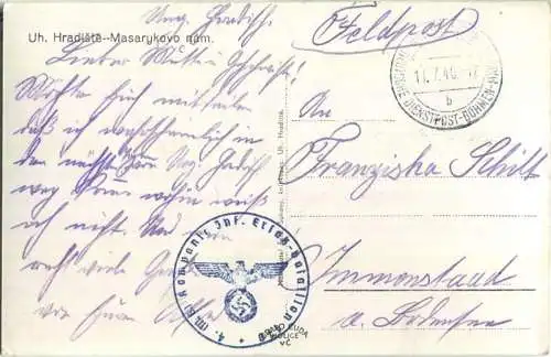 Uherske Hradiste - Masarykovo nam - Foto-Ansichtskarte - Briefstempel