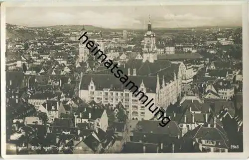 Stuttgart - Blick vom Tagblatt Turm - Foto-Ansichtskarte - Verlag Fr. Riester Stuttgart