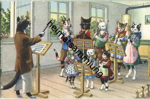 Vermenschlichte Katzen - Flötenunterricht - No. 4757 Edition Max Künzli Zürich 6/35