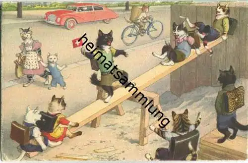 Vermenschlichte Katzen - Wippe  - No. 4736 Edition Max Künzli Zürich 6