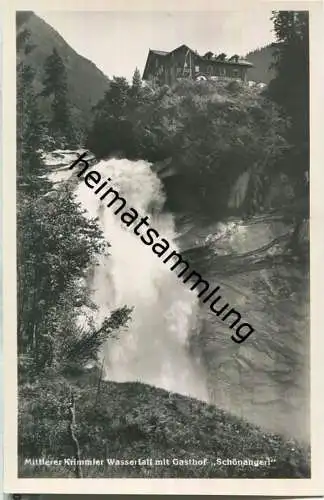 Mittlerer Krimmler Wasserfall - Gasthof Schönangerl - Foto-AK - Verlag C. Jurischek Salzburg