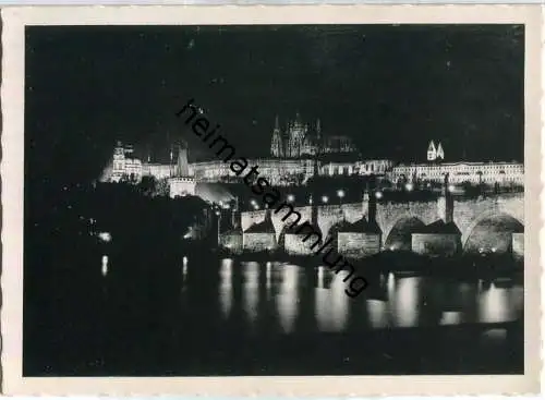 Prag - Karlsbrücke - Nacht - Foto-AK Grossformat - Verlag Z. Broz Prag-Nusl