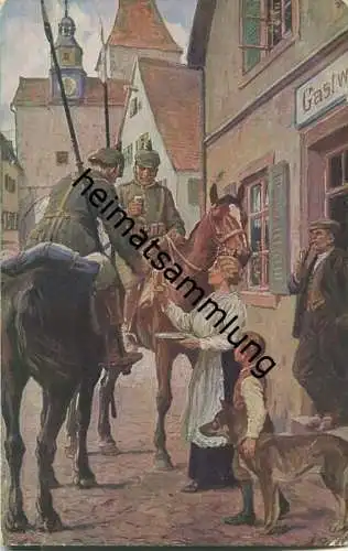 Ein Trunk im Bügel - Wohlfahrtskarte zum Besten von Schwestern des Verbandes deutscher Krankenpflegeanstalten