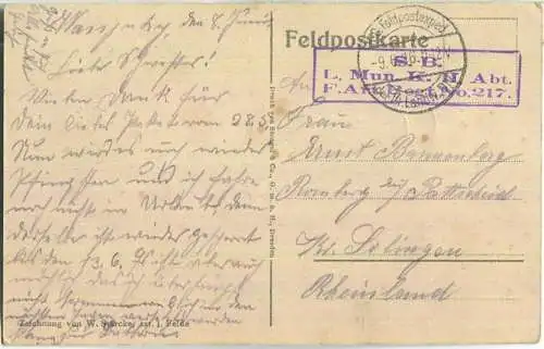 Walddorf Zeichnung W. Starcke zzt. im Felde - Verlag Stengel & Co. GmbH Dresden - Feldpost