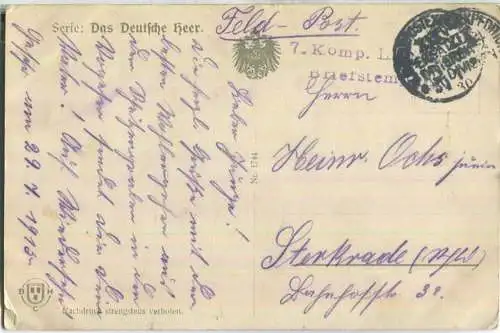 Serie Das Deutsche Heer - Infanterie Abrücken nach dem Biwak - Feldpost