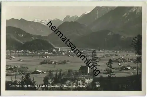 Golling und St. Nikolaus gegen das Lammertal und Dachstein - Foto-AK - Verlag C. Jurischek Salzburg