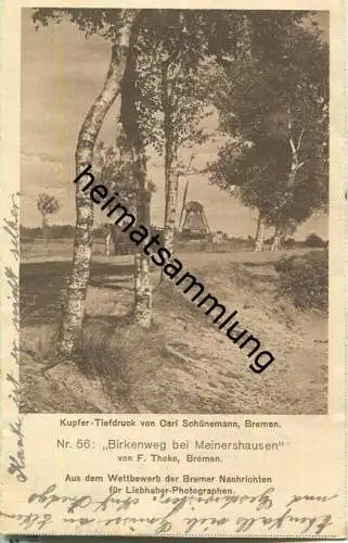 Bremen - Birkenhain bei Meinershausen von F. Thoke Bremen - Kupfertiefdruck Carl Schünemann