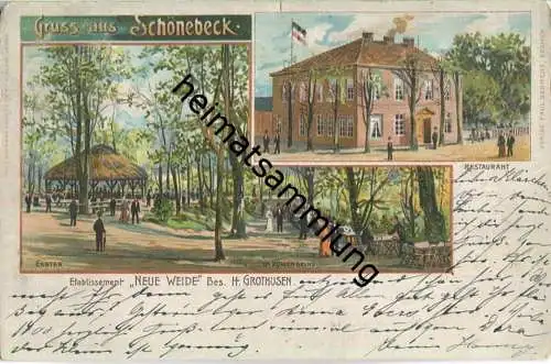 Bremen - Schönebeck - Etablissement Neue Weide - Besitzer H. Grothusen - Verlag Paul Behrens Bremen