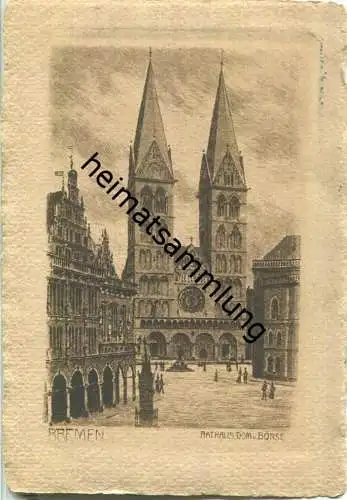 Bremen - Börse - Rathaus - Dom - Radierung - Verlag G. U. Dörrbecker Bremen