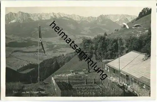 Taubensee Unterkunftshaus bei Kössen - Beflaggung - Foto-Ansichtskarte