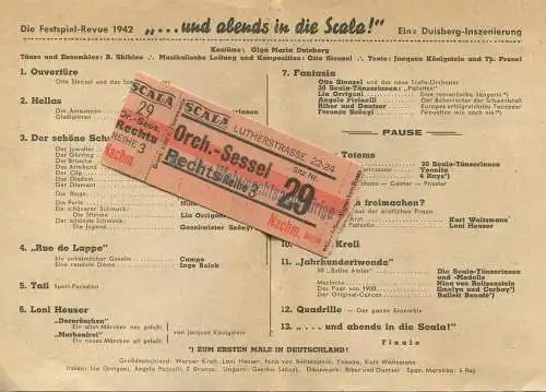 Deutschland - Berlin - Scala Lutherstrasse 22-24 - Programm Dezember 1942 - Sondervorstellung für die NSG Kraft durch Fr