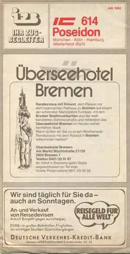 Deutschland - izb Ihr Zug-Begleiter - ICE 614 Poseidon - München Köln Hamburg Westerland (Sylt) - Faltblatt 1982