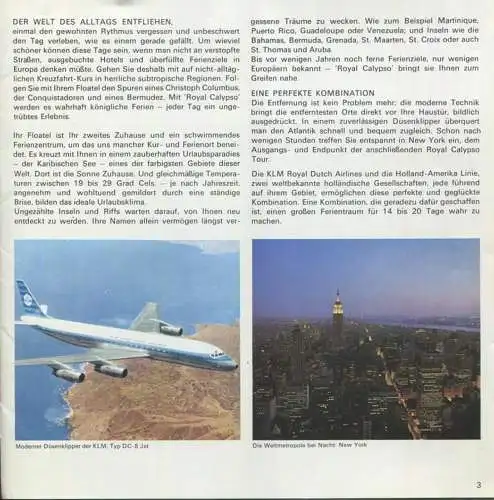 Programm der KLM Royal Dutch Airlines und Holland-Amerika Linie 1969 - 16 Seiten mit 22 Abbildungen