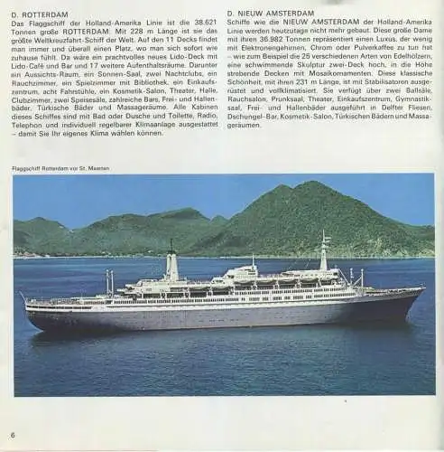 Programm der KLM Royal Dutch Airlines und Holland-Amerika Linie 1969 - 16 Seiten mit 22 Abbildungen