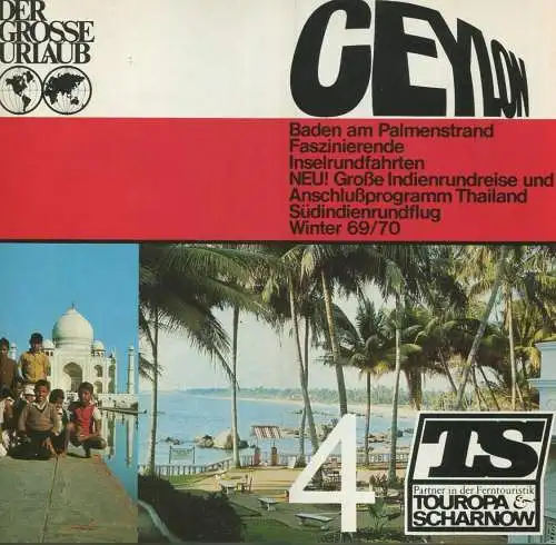 Touropa & Scharnow 1969 - Ceylon - 20 Seiten mit 35 Abbildungen