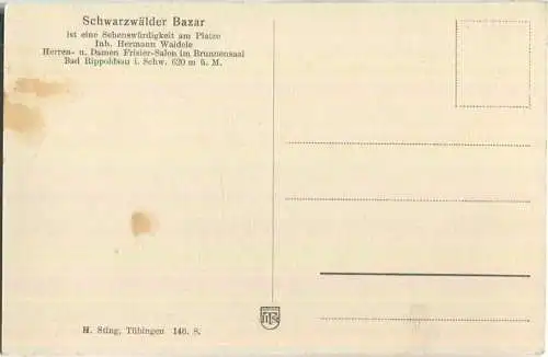 Bad Rippoldsau - Schwarzwälder Bazar - Besitzer Hermann Waidele - Verlag H. Sting Tübingen