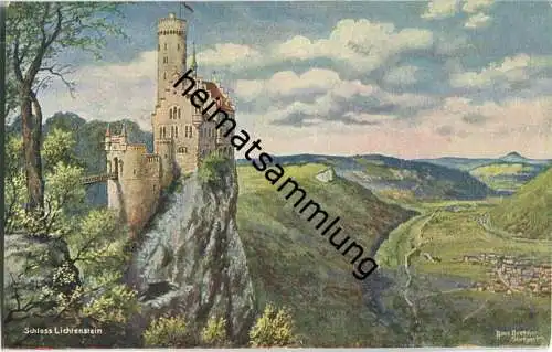 Schloss Lichtenstein - Künstlerkarte Hans Boettcher Stuttgart - Verlag J. Schäfer Reutlingen