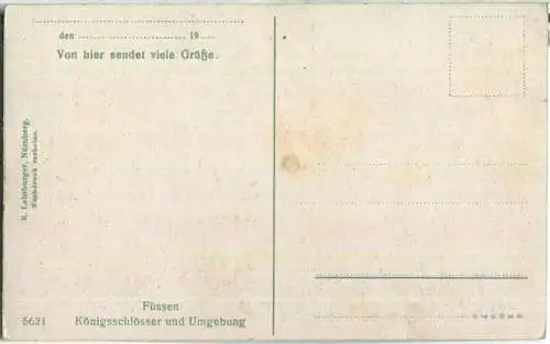 Füssen - Königsschlösser und Umgebung - Panorama - Verlag B. Lehrburger Nürnberg
