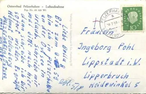 Ostseebad Pelzerhaken - Luftaufnahme - Verlag Ferd. Lagerbauer & Co. Hamburg - gel. 1959