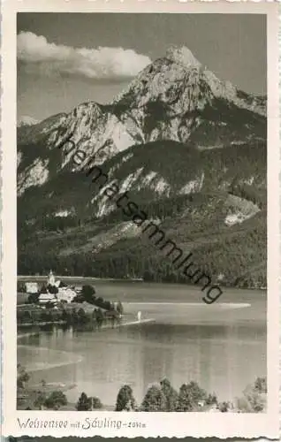 Weissensee mit Säuling - Foto-Ansichtskarte - Verlag Foto G. Rumbucher Weissensee bei Füssen