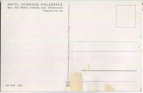 Forbach - Hotel Kurhaus Holdereck mit Strandbad - Besitzer Alb. Müller - Verlag Gebr. Metz Tübingen