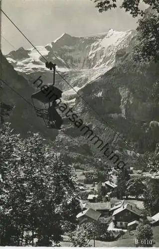 Sesselbahn Grindelwald-First mit Dorfpartie - Foto-AK - Verlag A. Boss & Co. Schönbühl - Rückseite beschrieben 1955