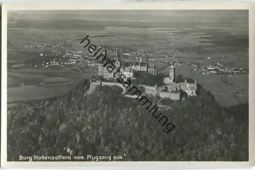 Burg Hohenzollern vom Flugzeug aus - Foto-Ansichtskarte - Franckh-Verlag Stuttgart