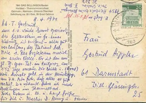 Bad Bellingen - AK-Grossformat - Verlag W. Feldmann Sindelfingen )gel. 1971