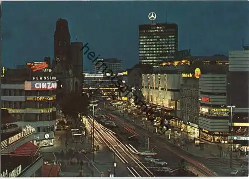 Berlin - Kurfürstendamm - Kudamm-Eck - Wertheim - Nachtaufnahme - Verlag Krüger