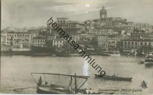 Constantinople - Pera et Galata - Foto-AK - Mondlicht coloriert