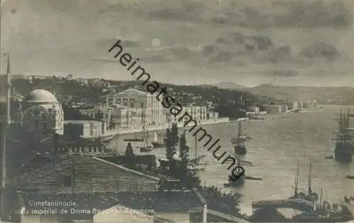 Constantinople - Palais Imperial de Dolma-Bagtche - Bosphore - Foto-AK - Mondlicht coloriert