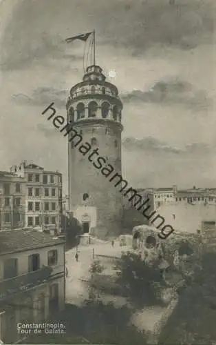 Constantinople - Tour de Galata - Foto-AK - Mondlicht coloriert