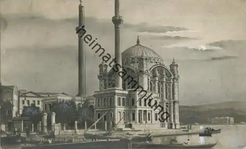 Constantinople - Mosquee Valide a Ortakeui Bosphore - Foto-AK - Mondlicht coloriert