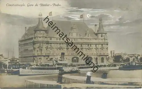 Constantinople - Gare de Haidar Pacha - Foto-AK - Mondlicht coloriert - Rückseite beschrieben