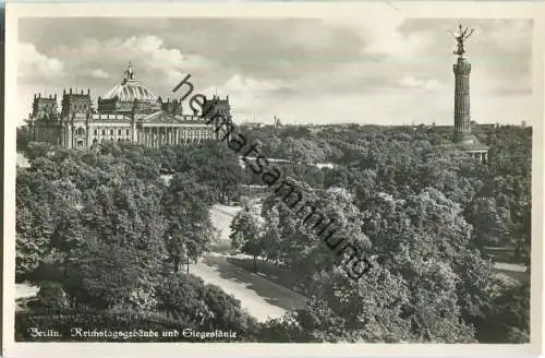Berlin - Reichstagsgebäude und Siegessäule - Verlag W. St. B. 30er Jahre