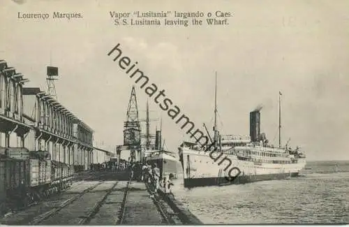 Mosambik - Mocambique - Lourenco Marques - Vapor Lusitania largando o Caes - S.S. Lusitania leaving the Wharf