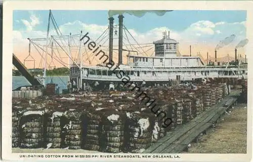 New Orleans - unloading cotton from Mississippi River Steamboats