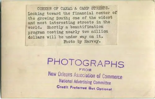 New Orleans - Corner of Canal and Camp Streets - Photo no postcard