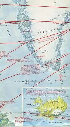 SAS Scandinavian Airlines 1975 - Route map North America - Faltblatt