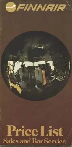 Finnair - Price List 1979 - Sales and Bar Service