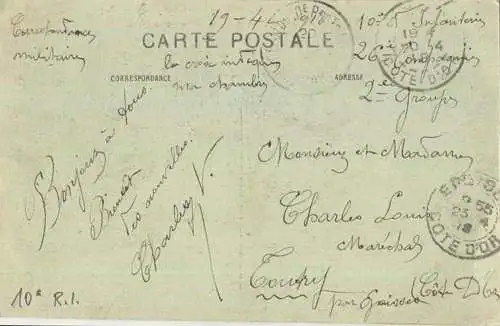 Auxonne - Caserne Chambure (cote Nord) - Feldpost gel. 1918