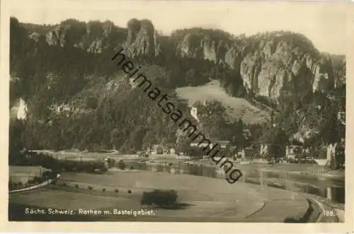 Rathen mit Basteigebiet - Foto-Ansichtskarte - Verlag Stein Dresden