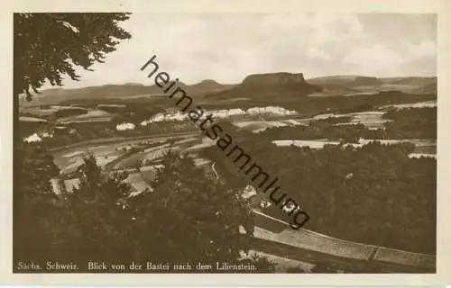 Blick von der Bastei nach dem Lilienstein - Foto-AK - Verlag Max Köhler Dresden