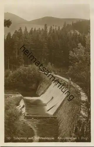 Krummhübel - Talsperre mit Schneekoppe - Foto-AK - Verlag Foto Kleeberg Krummhübel