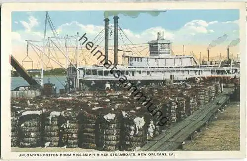 New Orleans - Unload Cotton from Mississippi River Steamboat