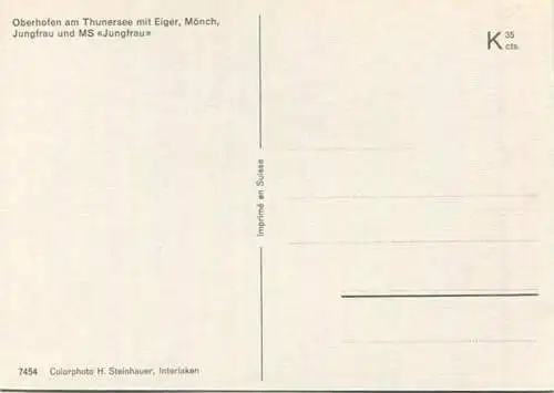 Oberhofen am Thunersee und MS Jungfrau - AK Grossformat - Verlag H. Steinhauer Interlaken