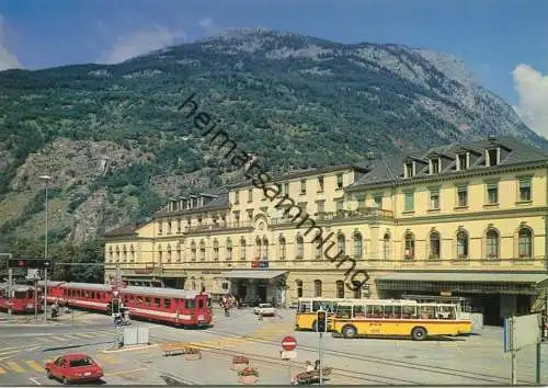 Brig - Bahnhof - Postauto - AK Grossformat - Verlag Klopfenstein Adelboden