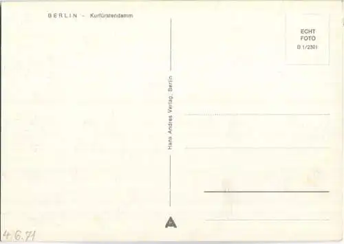 Berlin - Kurfürstendamm - Bus - Foto-Ansichtskarte - Hans Andres Verlag Berlin